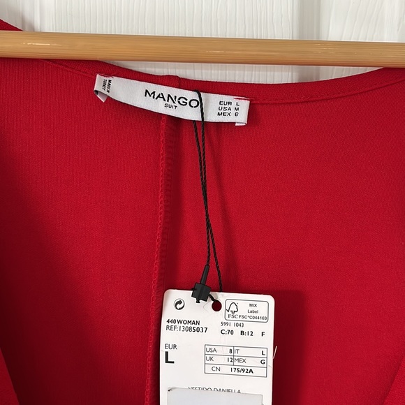 Mango NWT red wrap dress size L - Picture 2 of 5